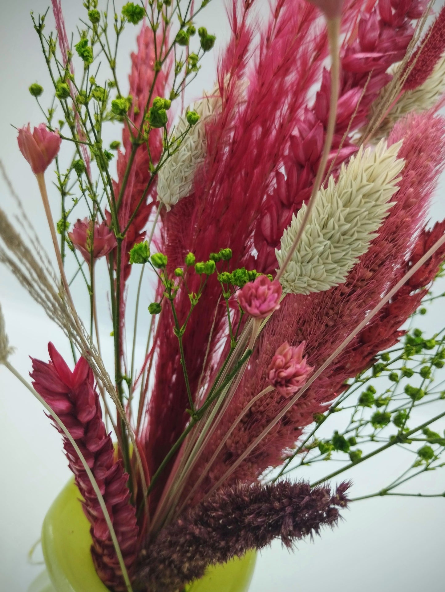 Droogbloemen in kleurrijk Porseleine vaasje
