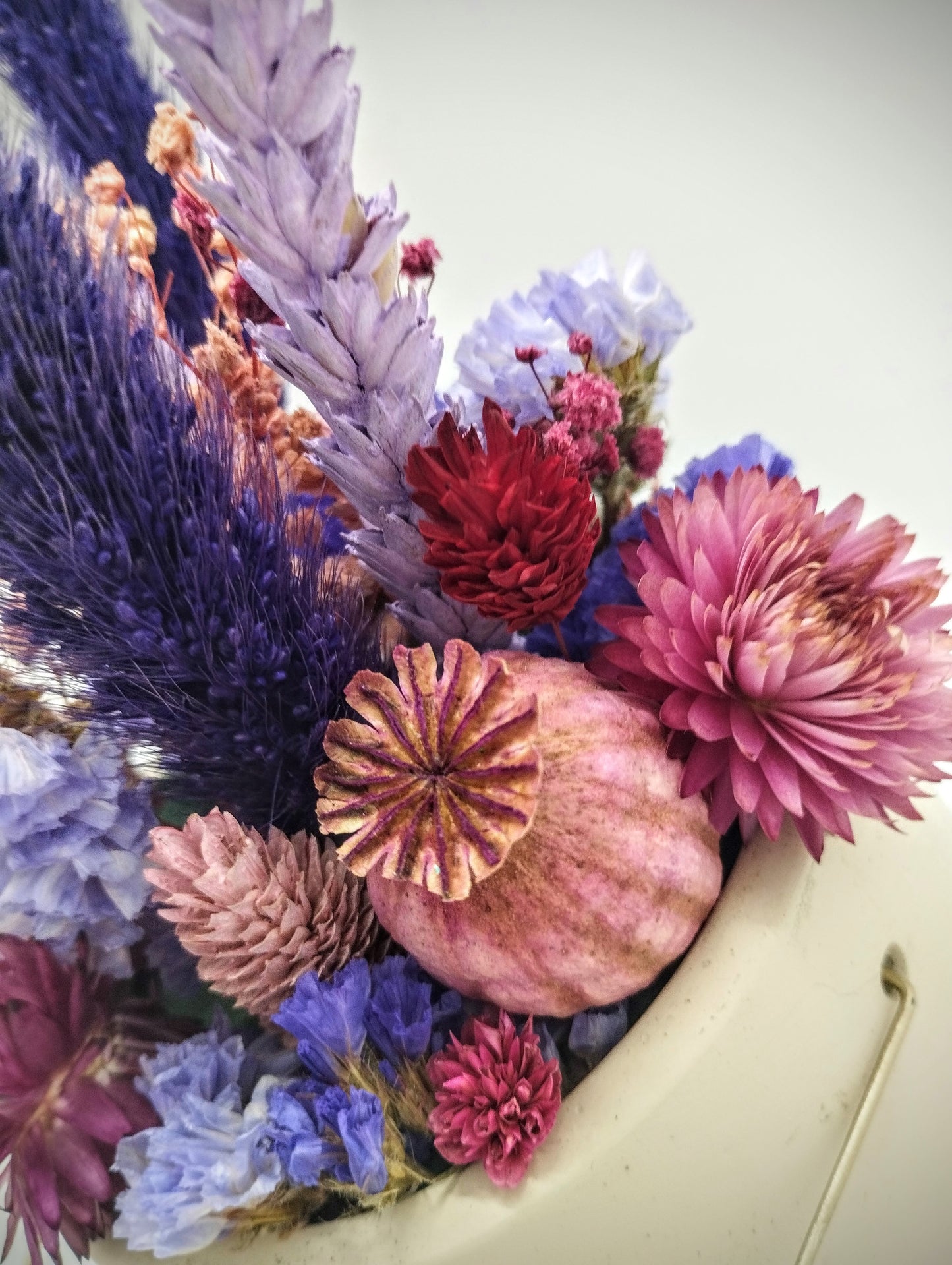 Plantenpotje met gezichtje & droogbloemetjes - Medium