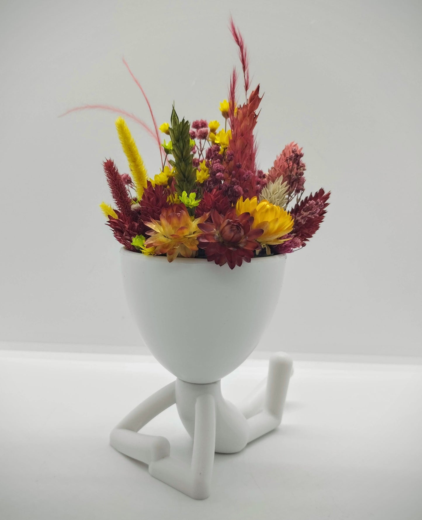 Plantenpotje mannetje met droogbloemen