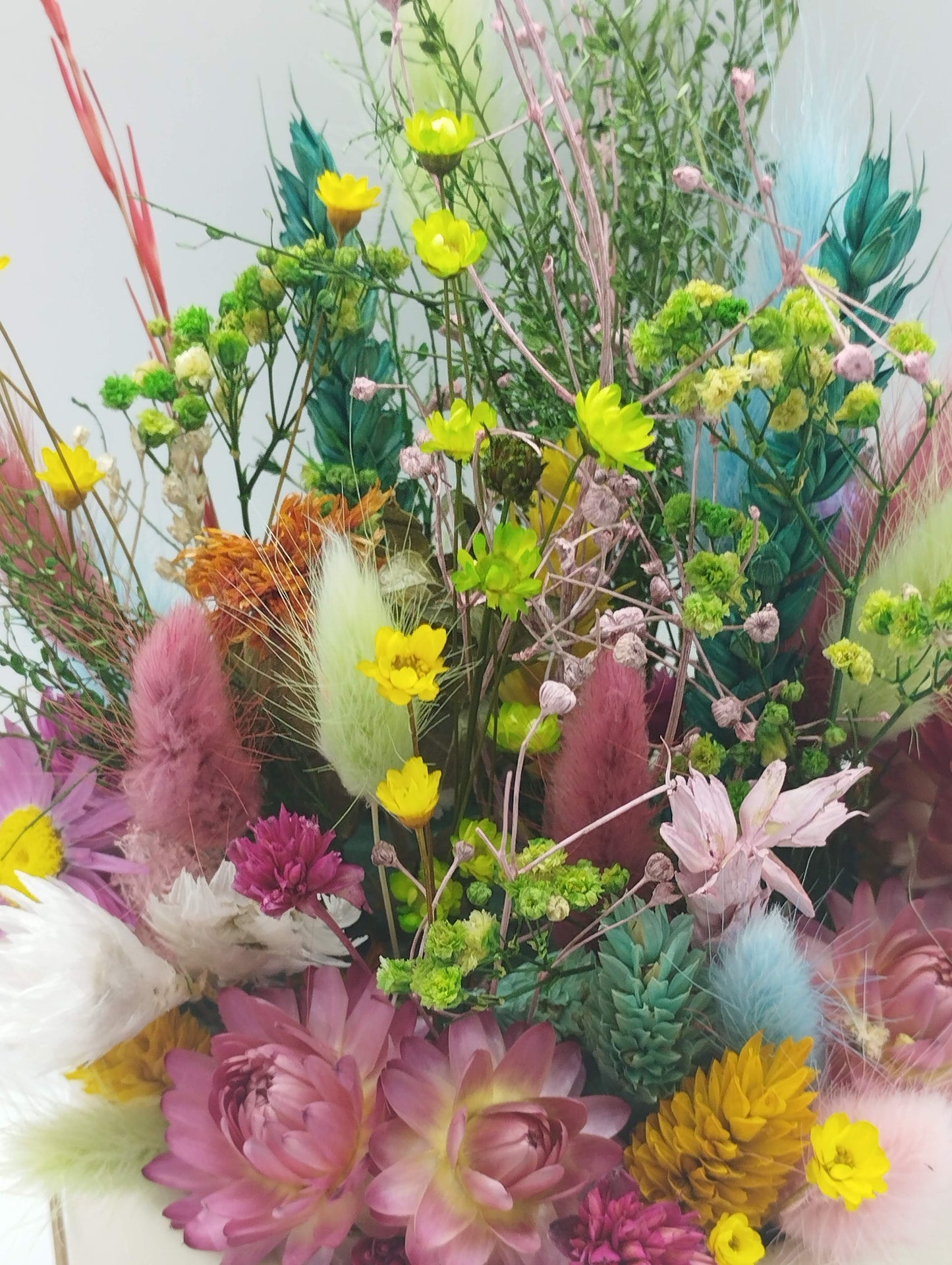 Plantenpotje met gezichtje & droogbloemetjes - Medium