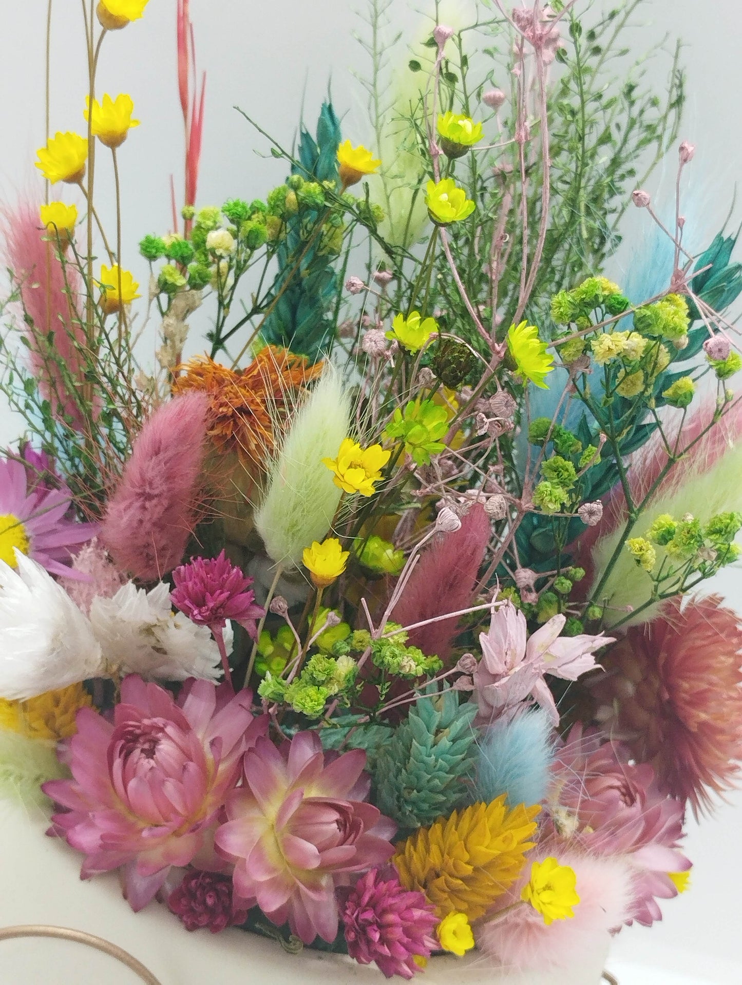 Plantenpotje met gezichtje & droogbloemetjes - Medium