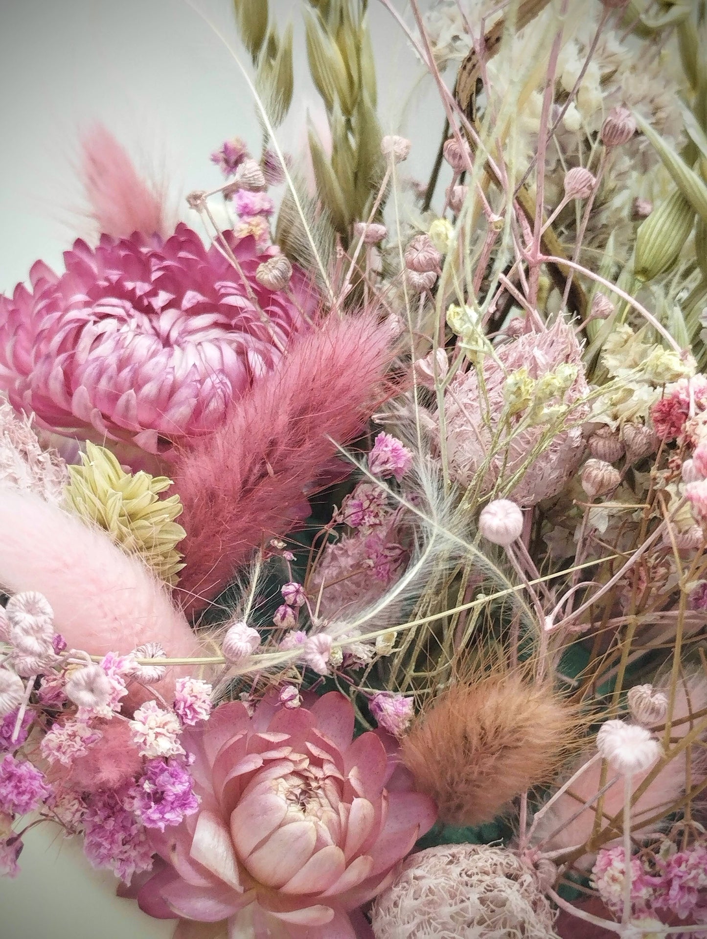 Plantenpotje met gezichtje & droogbloemetjes - Medium