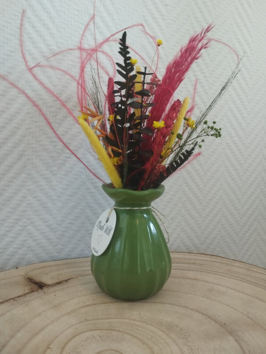 Droogbloemen in kleurrijk Porseleine vaasje