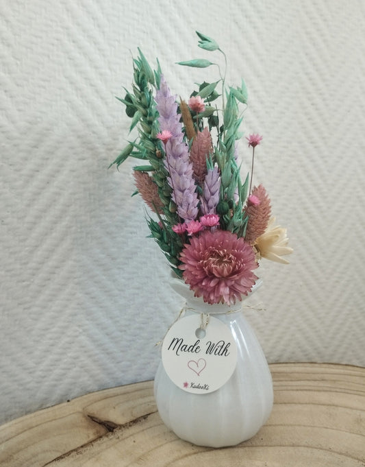 Droogbloemen in kleurrijk Porseleine vaasje