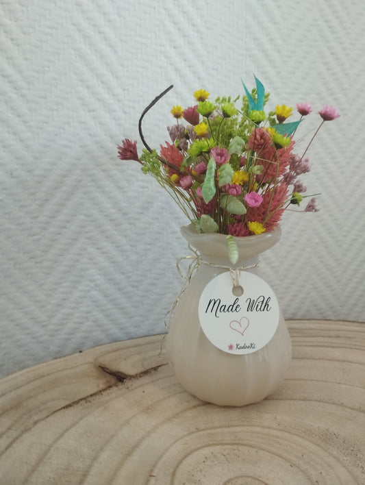 Droogbloemen in kleurrijk Porseleine vaasje