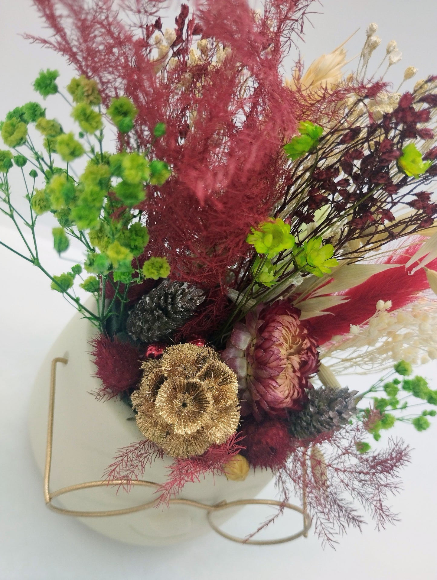 Plantenpotje met gezichtje & droogbloemetjes - Small