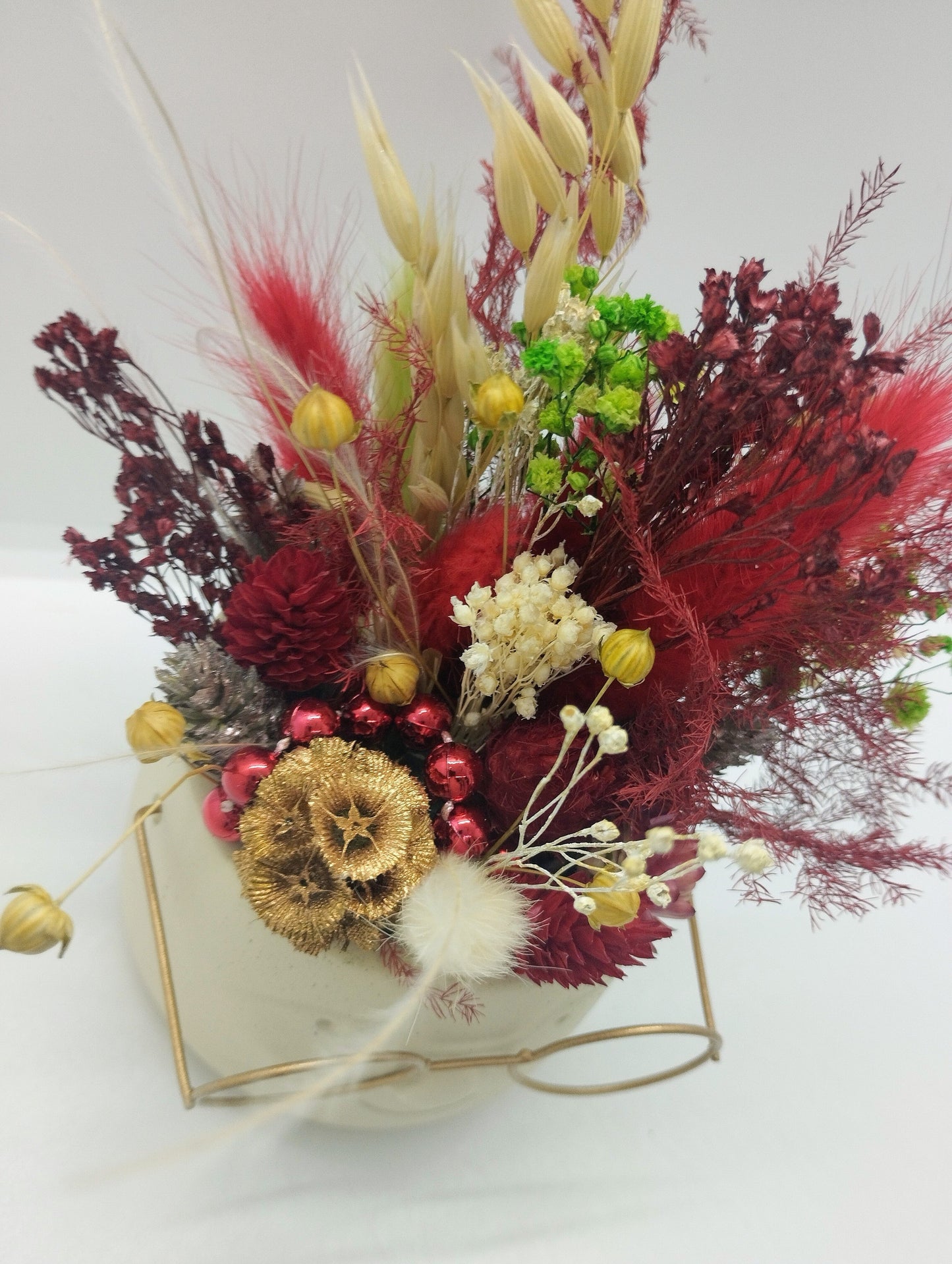 Plantenpotje met gezichtje & droogbloemetjes - Small