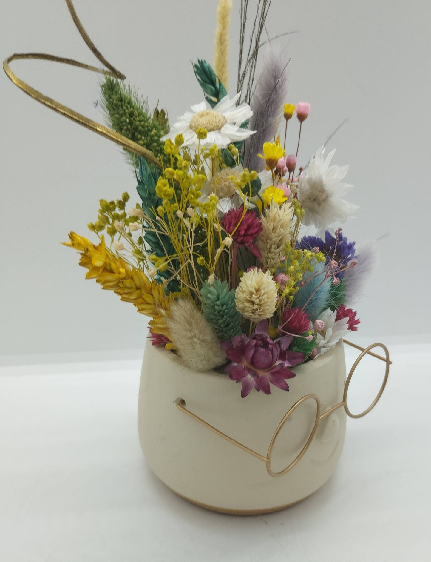 Plantenpotje met gezichtje & droogbloemetjes - Small