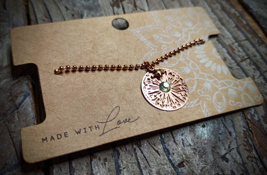 Ketting - Bohemian wish flower (Rosé)- swar. Aqua blue aurore 4,7mm