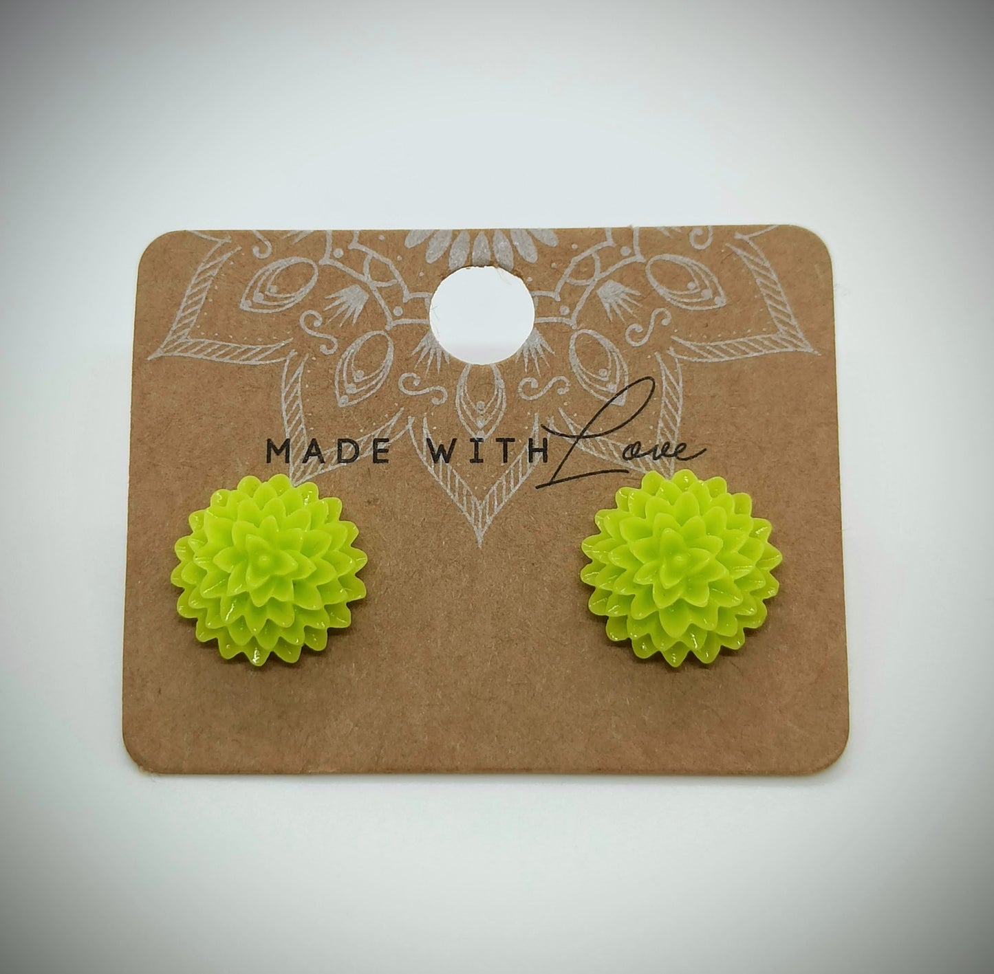 Oorbellenset - Acryl Lime Water Lily - stekertjes