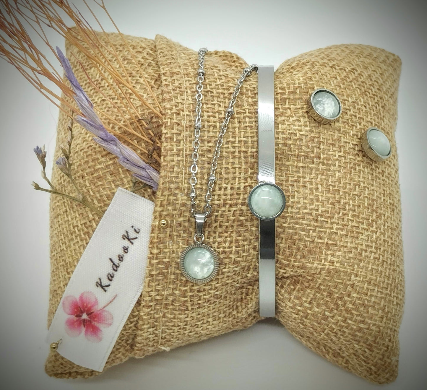 Juwelen set Ketting, armband & oorbelletjes Mosso green polaris (Zilver RVS)