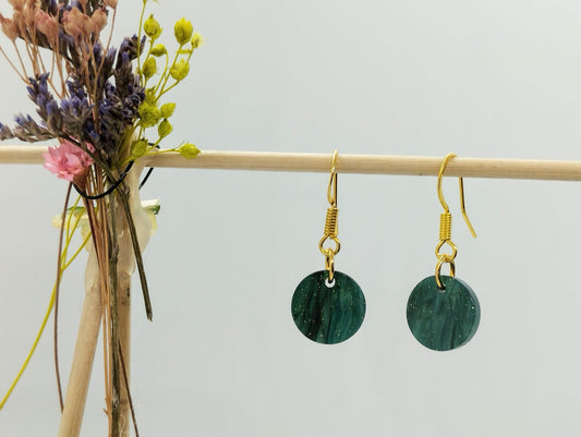 Oorbellenset Resin hangertjes Rond Ocean Green  (Goud- Nikkelvrij)