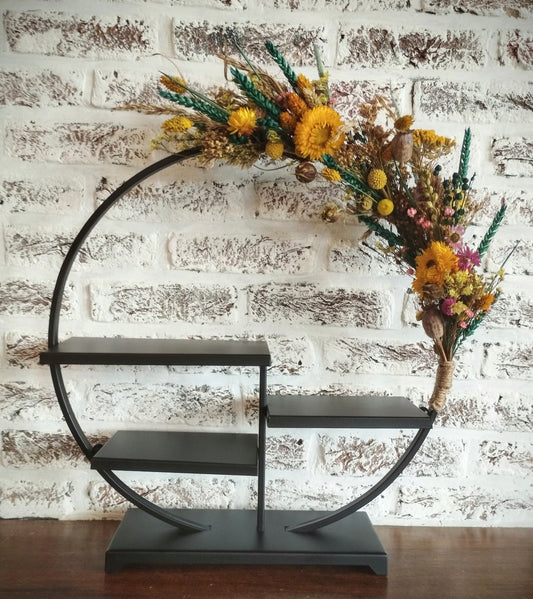 Decoratieve ronde staander met droogbloemen