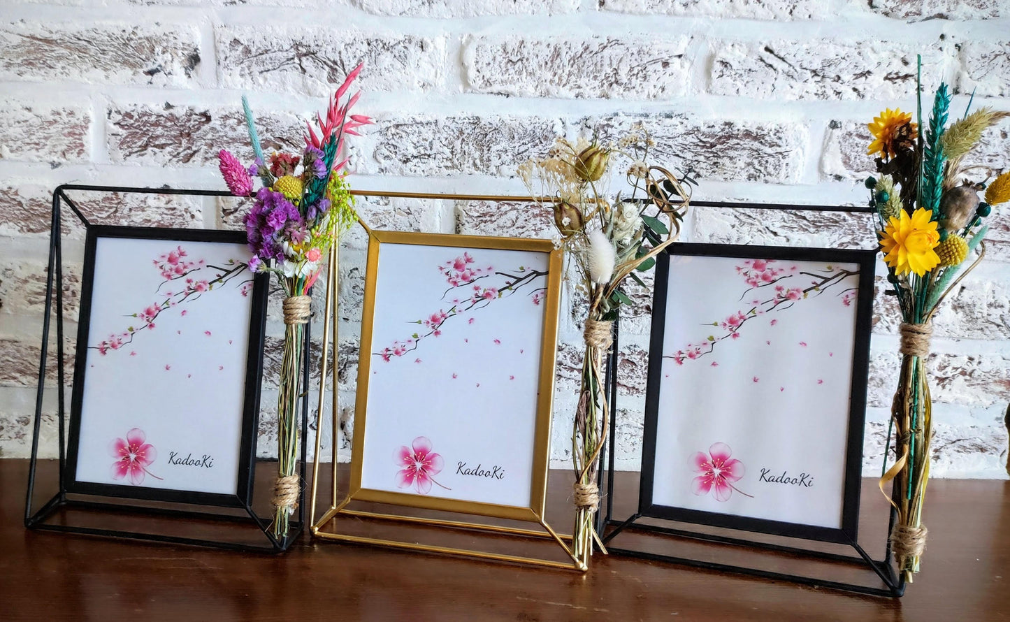 Decoratieve rechthoekige Fotokader met droogbloemen