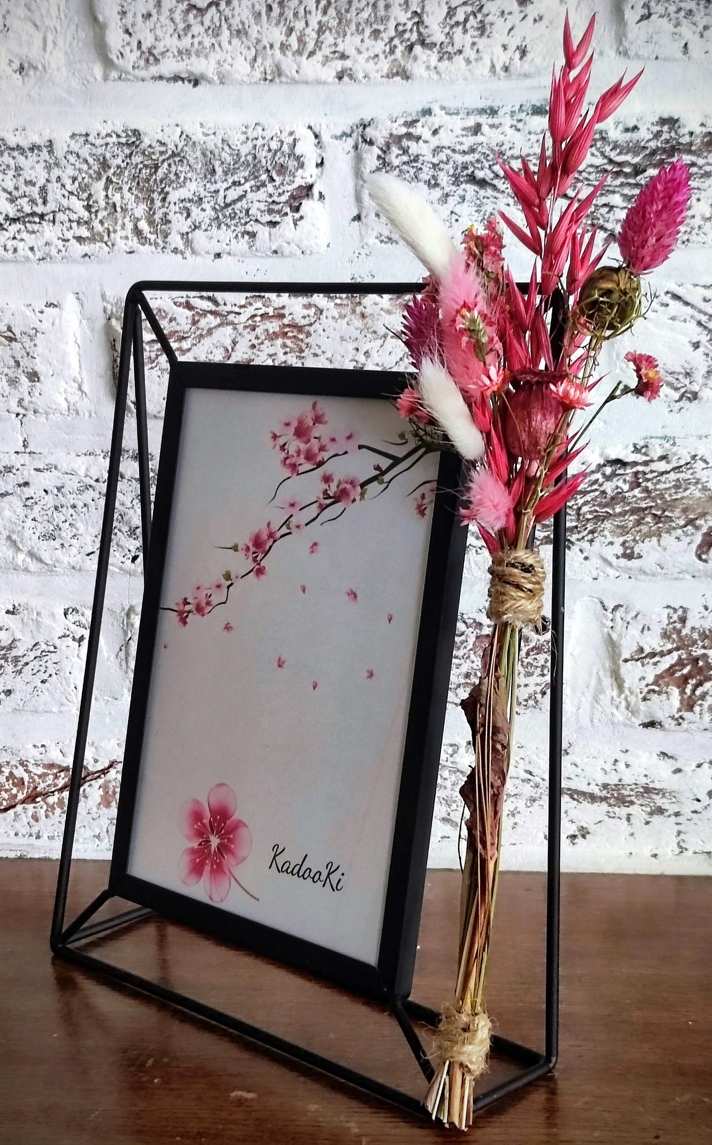 Decoratieve rechthoekige Fotokader met droogbloemen