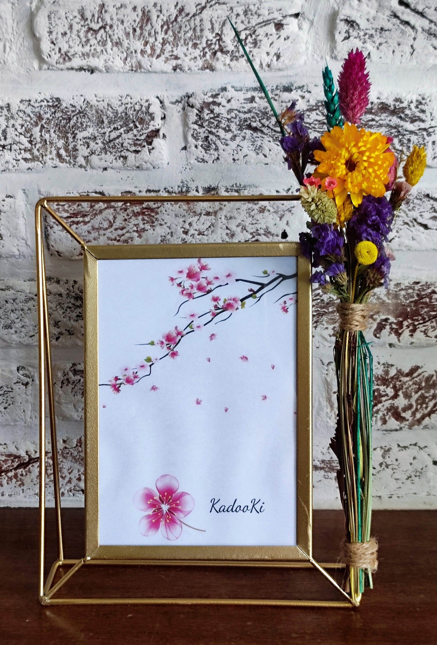 Decoratieve rechthoekige Fotokader met droogbloemen