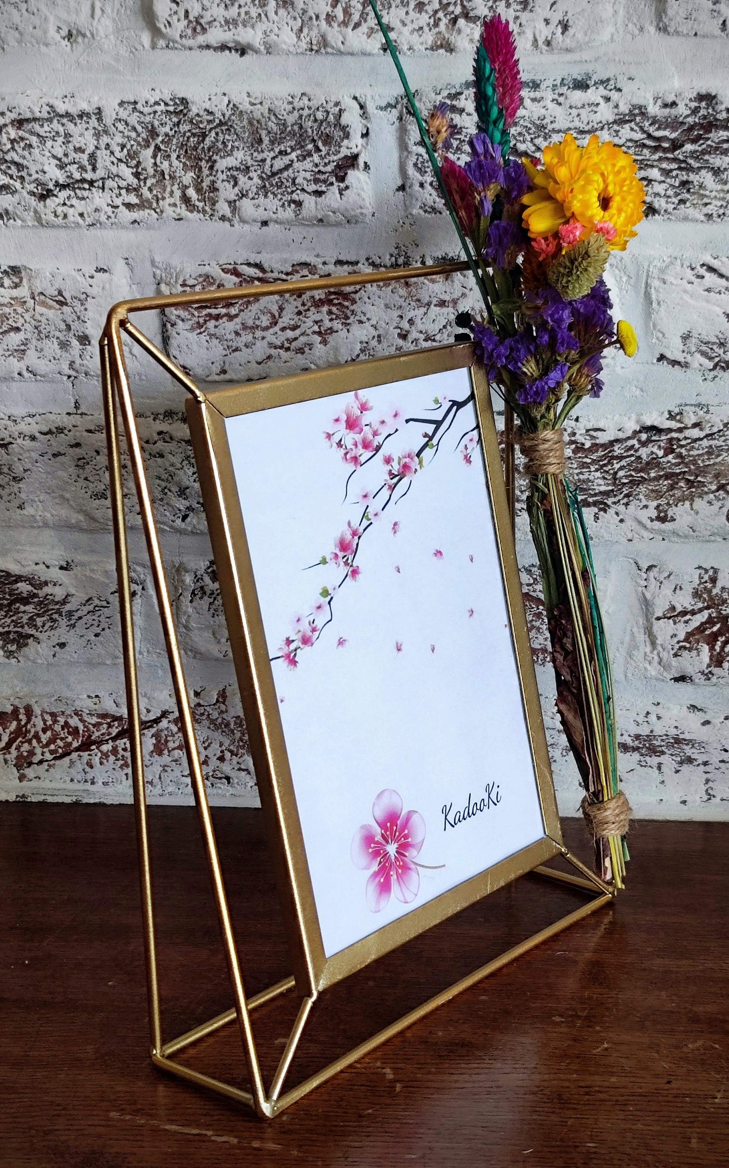 Decoratieve rechthoekige Fotokader met droogbloemen