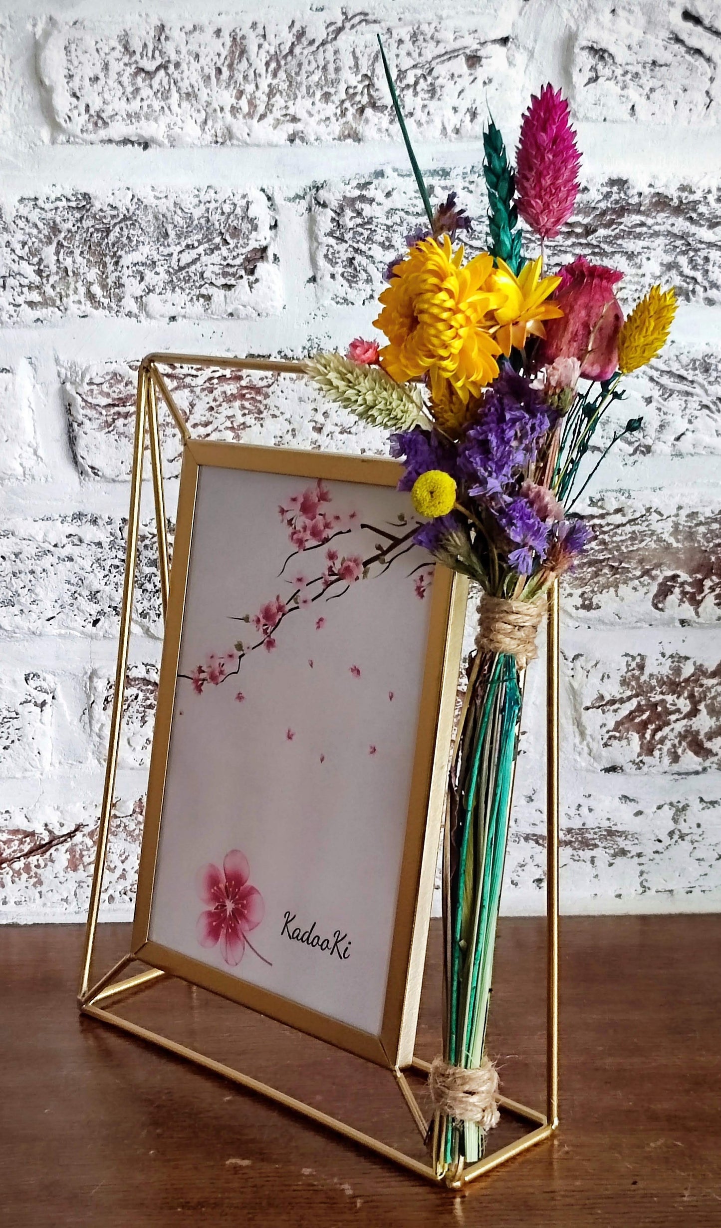 Decoratieve rechthoekige Fotokader met droogbloemen