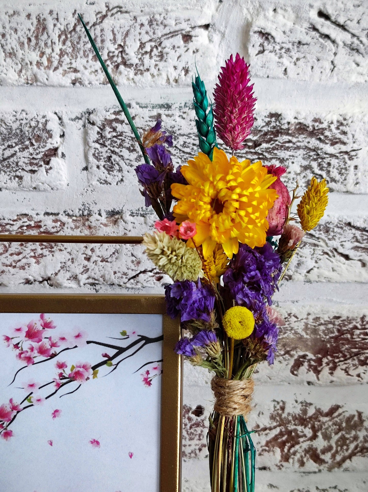 Decoratieve rechthoekige Fotokader met droogbloemen