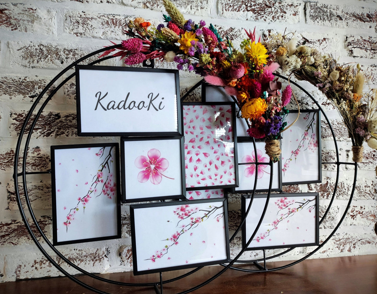 Decoratieve ronde Fotokader met droogbloemen