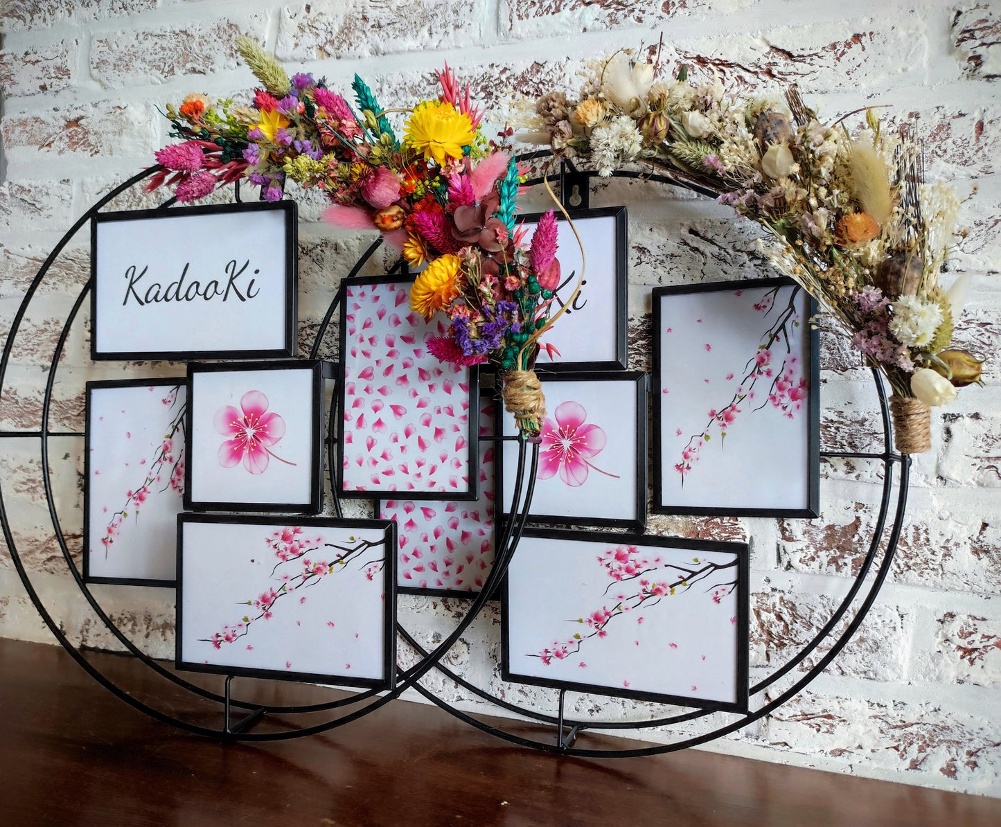 Decoratieve ronde Fotokader met droogbloemen
