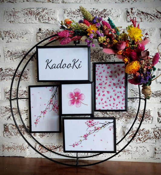Decoratieve ronde Fotokader met droogbloemen